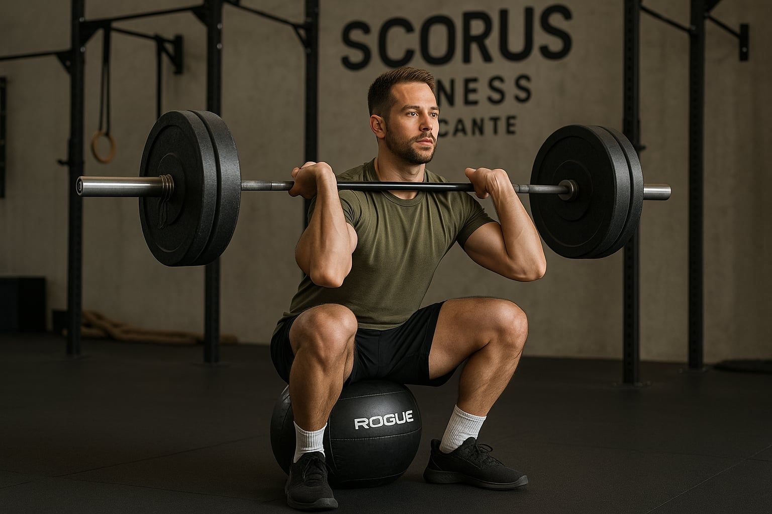 Persona realizando ejercicios de CrossFit en el gimnasio, entrenamiento de alta intensidad con pesas y movimientos funcionales